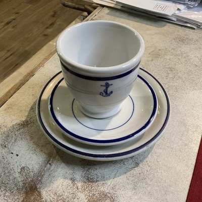 VINTAGE PORCELAIN US NAVY CUP, SAUCER, & BREAD PLATE BY SHENANGO NEW CASTLE, PA