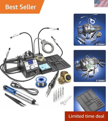 3060-PRO 75W Soldering Station Kit with 5 Tips Magnifying Lamp & Accessories