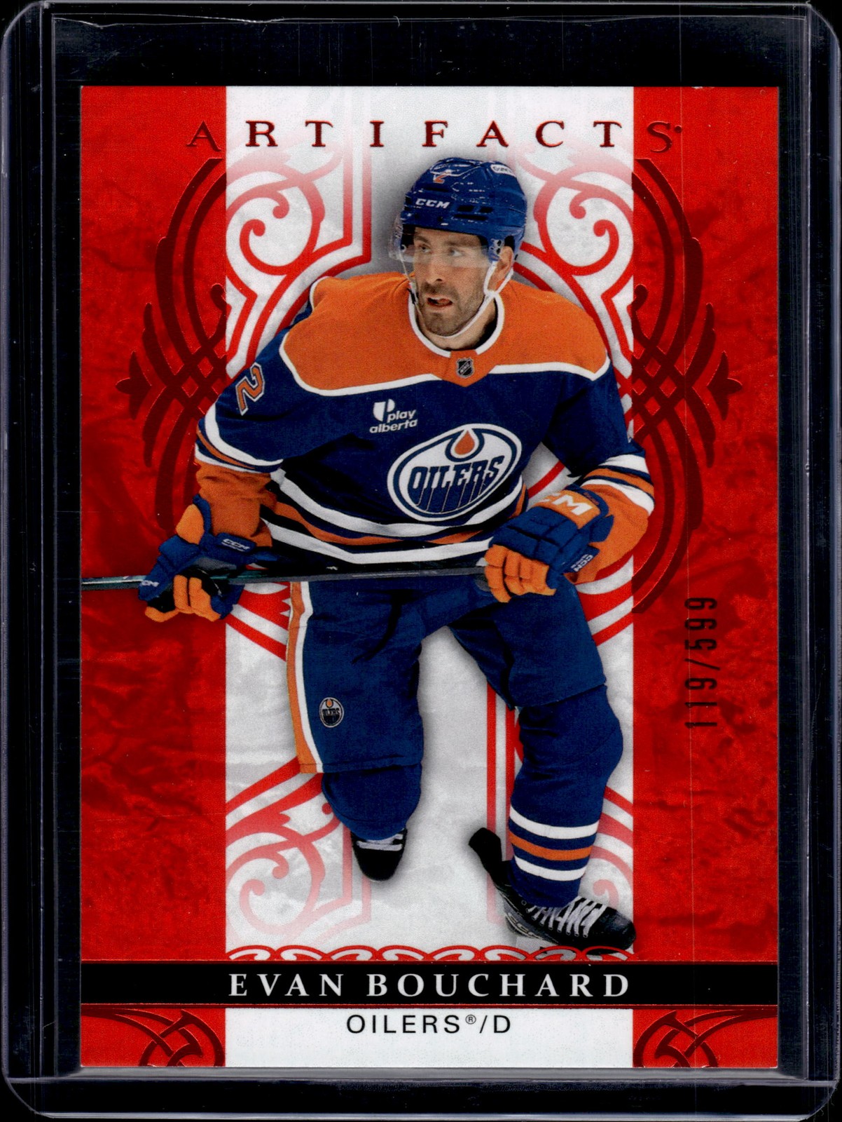 2026-27 Upper Deck Artifacts #79 Evan Bouchard Ruby #/599 Oilers