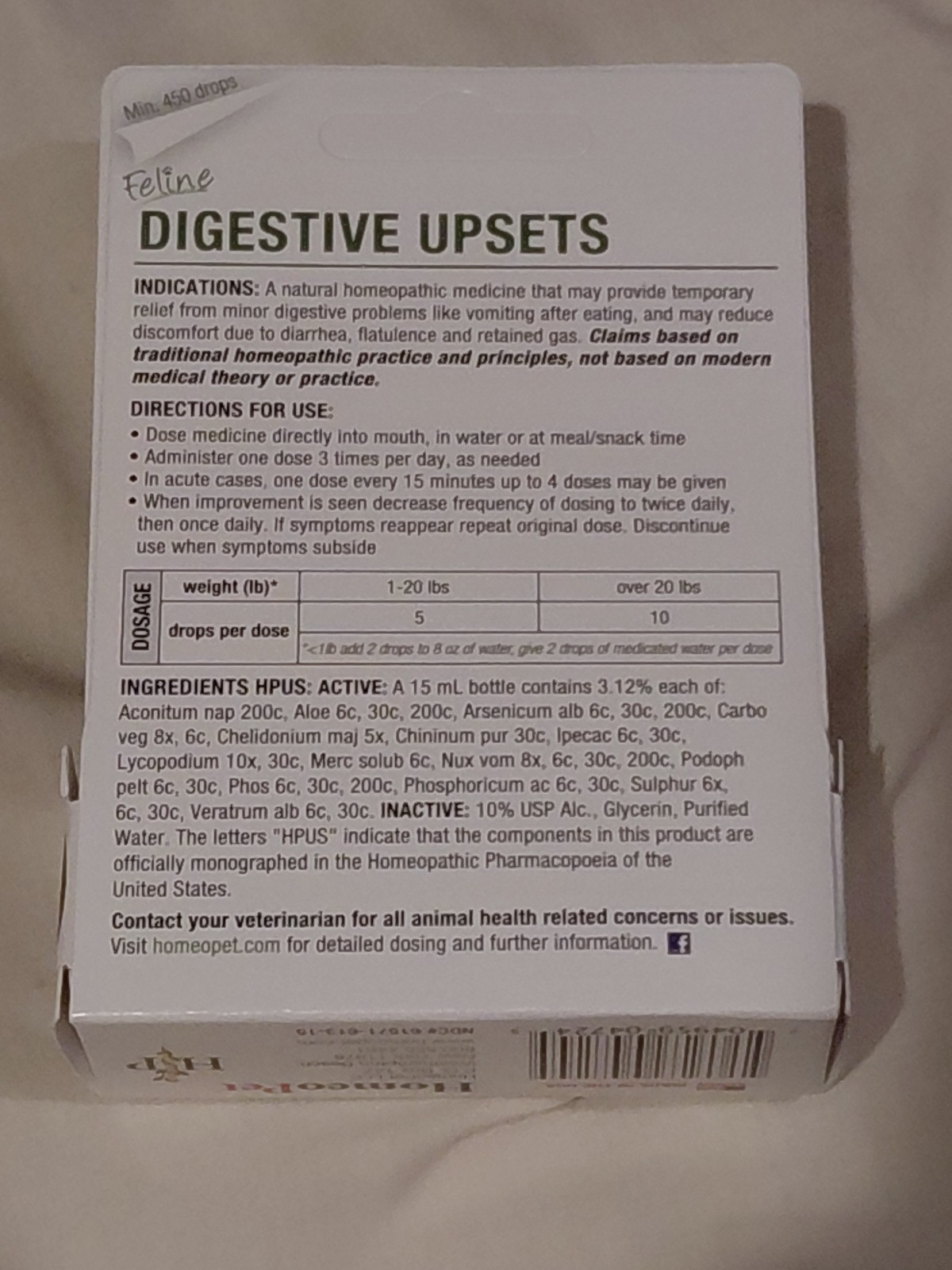 HomeoPet Feline Digestive Upsets Liquid Unopened Natural Healthy Cats 450 Drops
