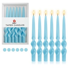 6 PCS Blue 10 Inch Long Spiral Twisted Taper Candles Wedding Party Decor