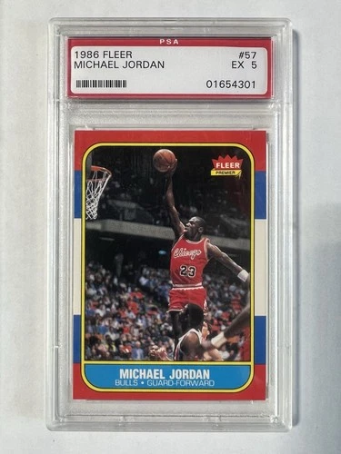 1986-87 Fleer Michael Jordan #57 RC Bulls ROOKIE CARD RC PSA 5 EX - Cleanest Ex