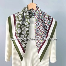 Sallys Boutique 16 Momme Twill Silk Flowers Print Double Face Necktie Scarf 26"