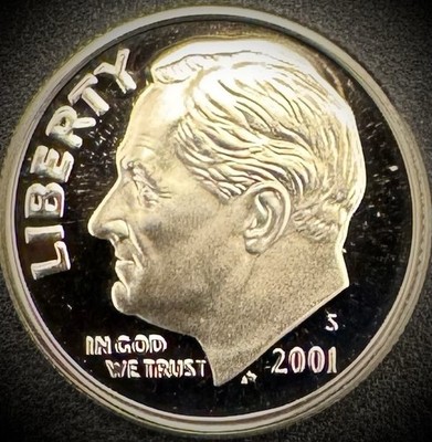 2001-S GEM PROOF Roosevelt Dime 10C Clad DEEP CAMEO Coin