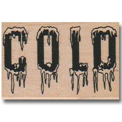 Mounted Rubber Stamp Cold With Ice Fun Word Saying Phrase Winter Snow Media wm