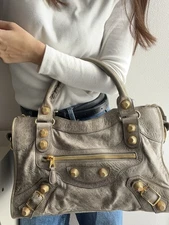 BALENCIAGA Giant City 173084 hand bag  shoulder bag Graige Gold Studs