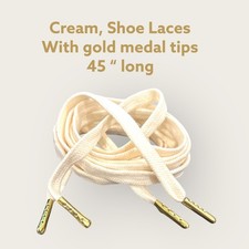 10 mm wide Shoelace's With Gold Metal Tips 45" Cream 