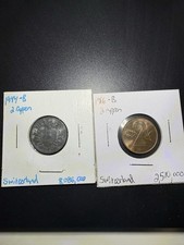 Vintage Switzerland Coin Lot 1880-1970 - 1880 & 1881 Rappen, 1944 WWII Zinc 2 R