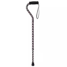 Foam Grip Offset Handle Walking Cane - Pink Floral
