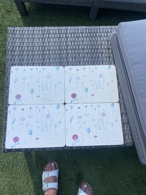 Vintage Kork Rückseite 4er Set Blumen Tischsets Sh