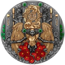 2024 Niue Passage to Oz 2 oz Silver Antiqued Gilded Colorized Coin