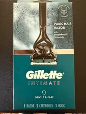 Gillette Intimate Gentle & Easy Men's Pubic Hair Razor with 2 Cartridges New