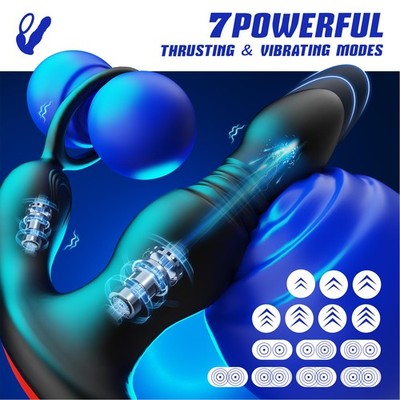 BEISAR Prostate Massager Anal Vibrator Thrusting Vibrating 7 Modes with  Cock 