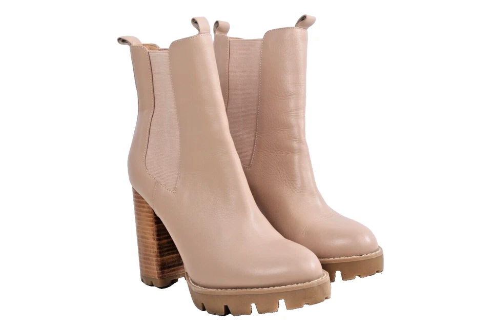 Botas Chelsea Charles David Gambit Beige Cuero Plataforma Tacón Tobillo Talla 8M Foto 4 de 4
