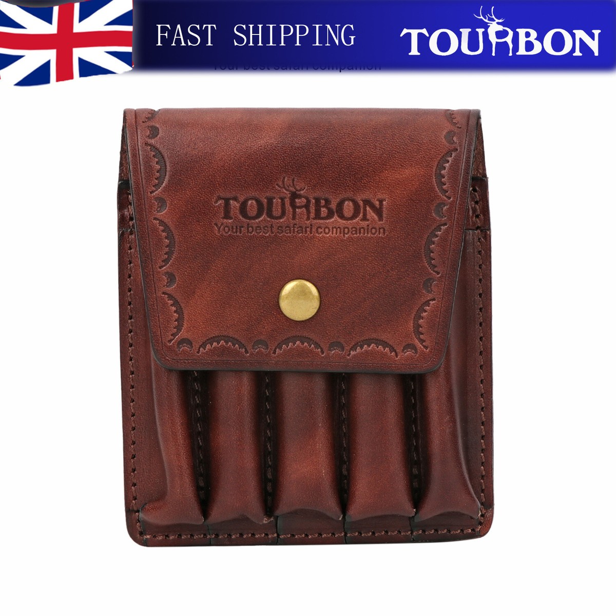TOURBON Leather Rifle Bullets Holder Ammo Carry Pouch Rounds