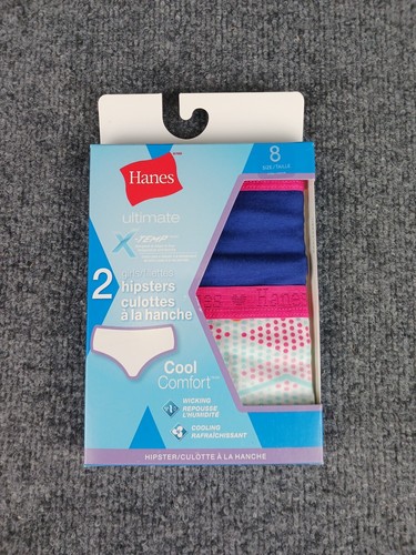 3 PACK HANES GIRLS ULTIMATE X-TEMP HIPSTERS COOL COMFORT 2 PER PACK SIZE 8 - Picture 3 of 5