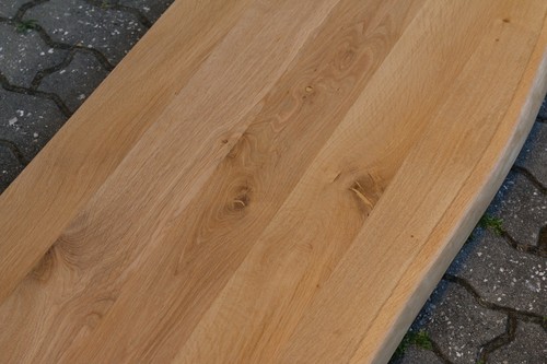 Waschbecken Tischplatte Platte Eiche Massiv Holz mit Baumkante Leimholz Lackiert - Bild 7 von 12