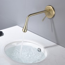 Brushed Gold Basin Faucet Concealed Wall Mounted Brass Tap Single Hand Mixer Tap