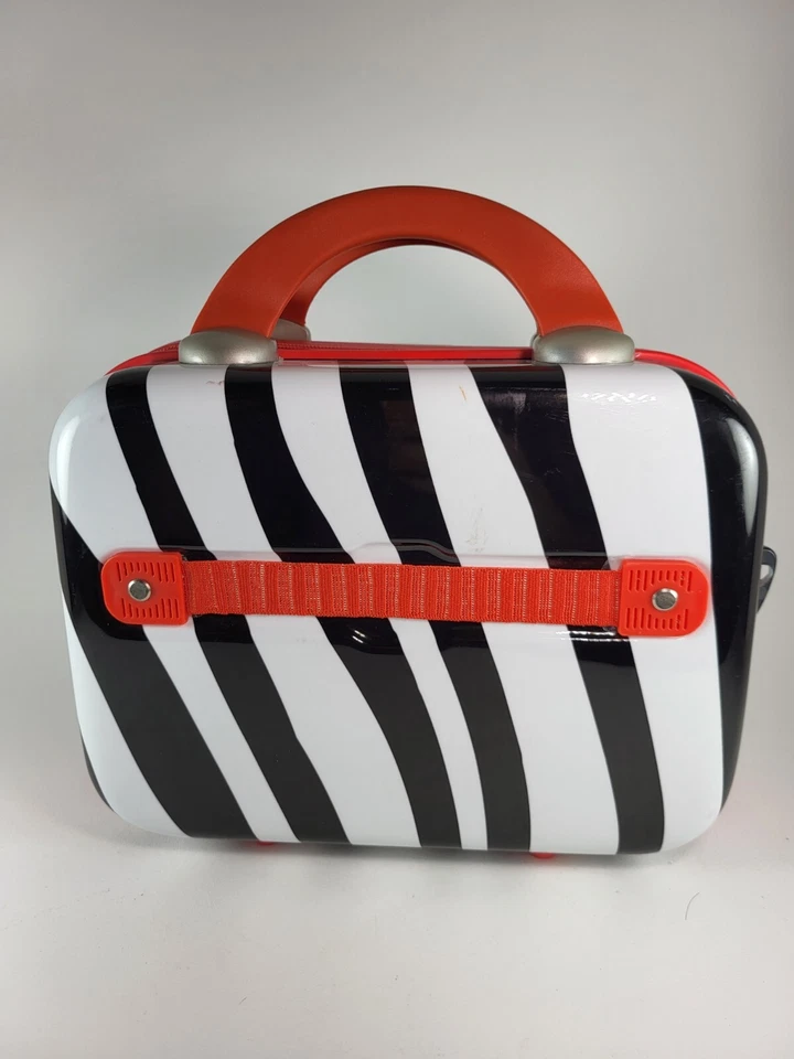 Estuche rígido cosmético con estampado de cebra Heys metálico 12” X 9” sin correa usado Foto 3 de 4