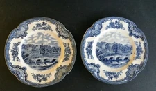 2 Johnson Bros Vintage OLD BRITAIN CASTLES Blue England 6-3/8" Bread & Butter 
