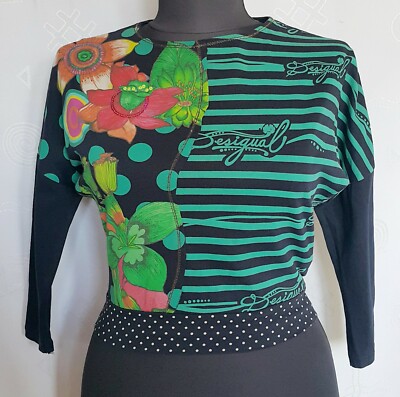 AUTHENTIC DESIGUAL FLORAL ART LOGO COTTON BLEND GIRLS TOP SIZE US 5 6  120
