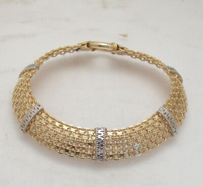 Technibond griechischer Schlüsselstab Bismark Gliederarmband 14K Gelbgold vergoldet 925 Silber