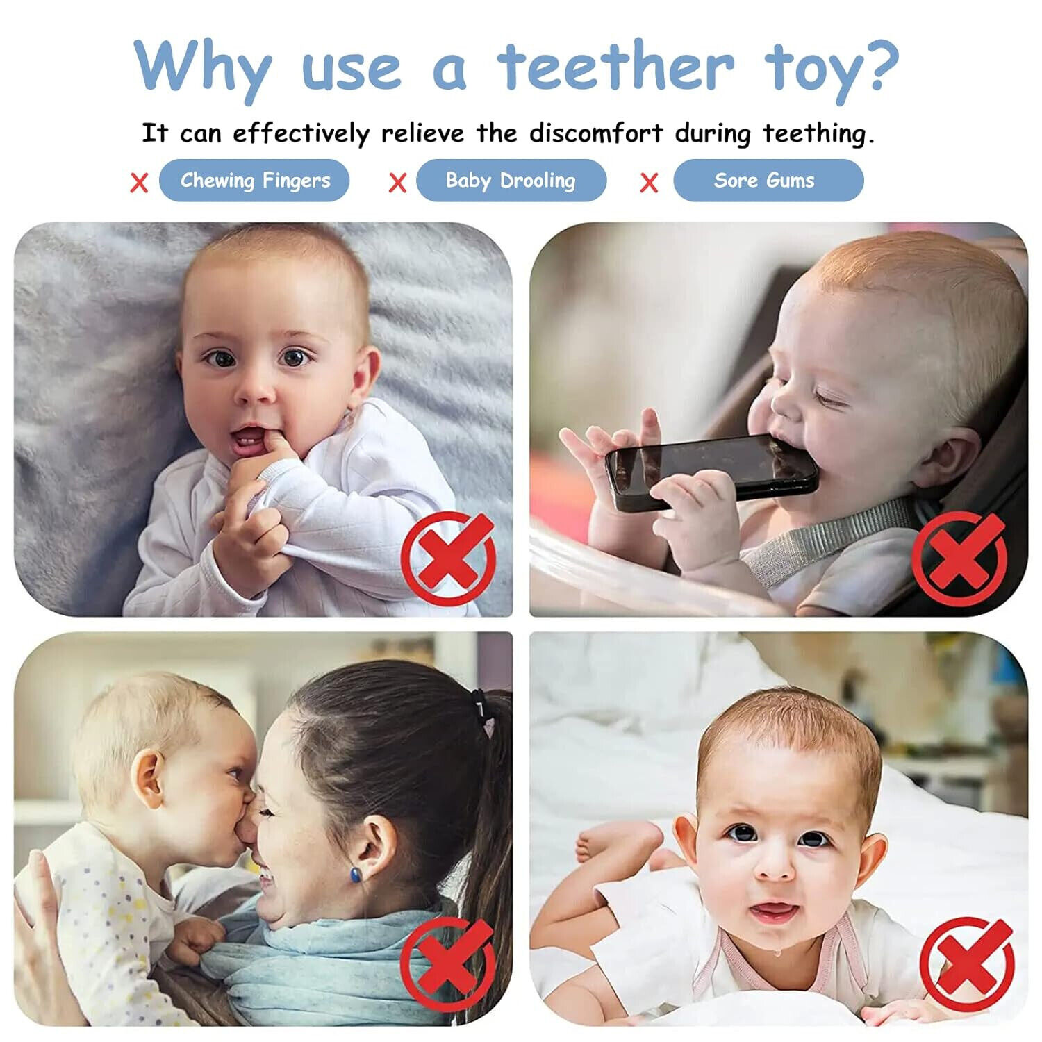 Yoolane Baby Teething Toys - Remote Control Teethers for Babies 3+ Months,  Silicone Baby Teether - Baby Chew Toys for Toddler Infant Boy and Girl