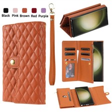 Fashion Zipper Leather Card Wallet Stand Case For Samsung S25 S24 Ultra S23 S8