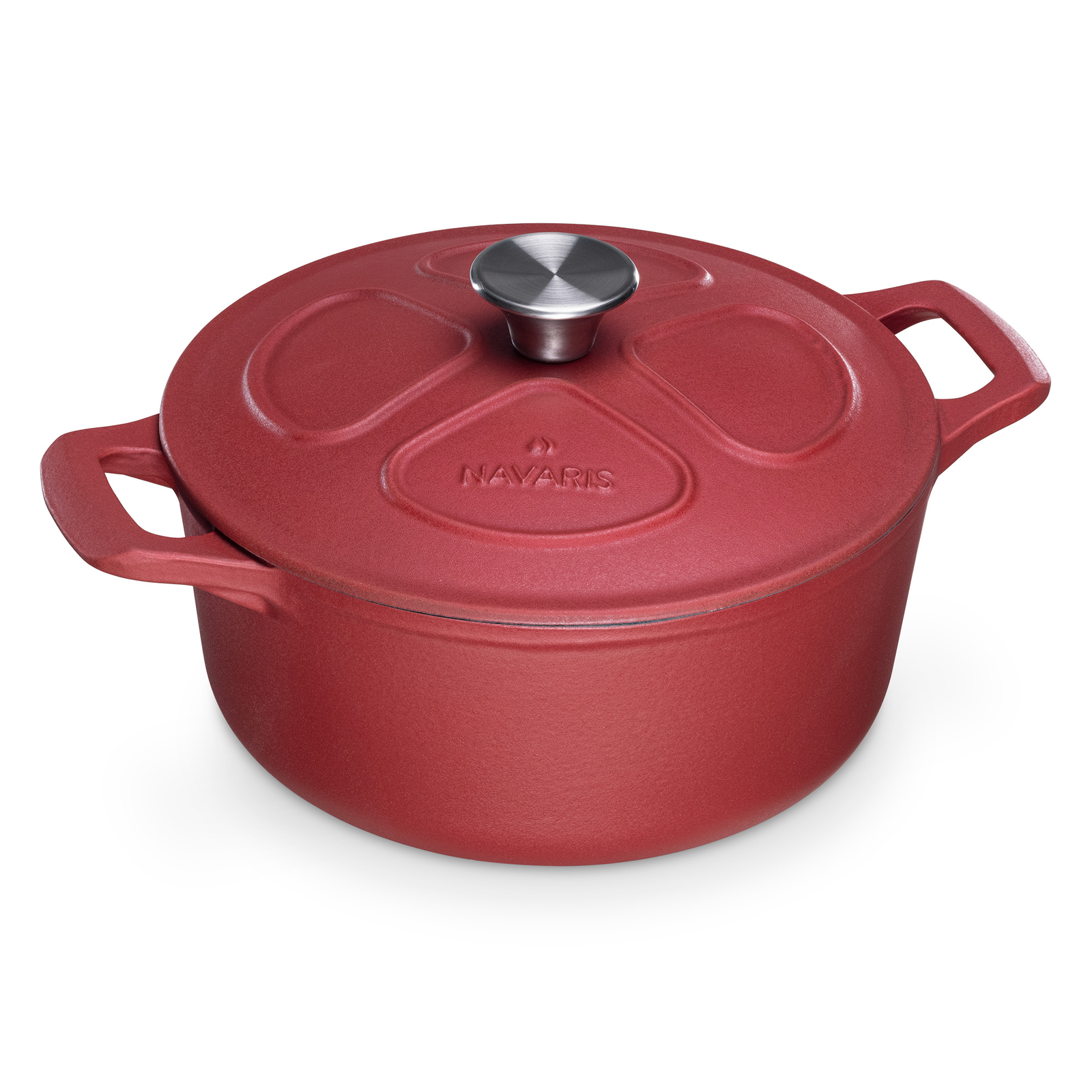 Casseruola in Ghisa Smaltata - Pirofila Cocotte da Forno 3,5L Coperchio Rosso