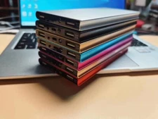 Slim pure black metal powerbank 20000mah portable battery charger dual usb 