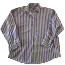 B by Brooklyn Express Purple Striped Long Sleeve Button Front Shirt Size 2XL