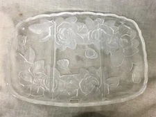 Lovely 11-1/2" Divided Glass Relish Tray Roses