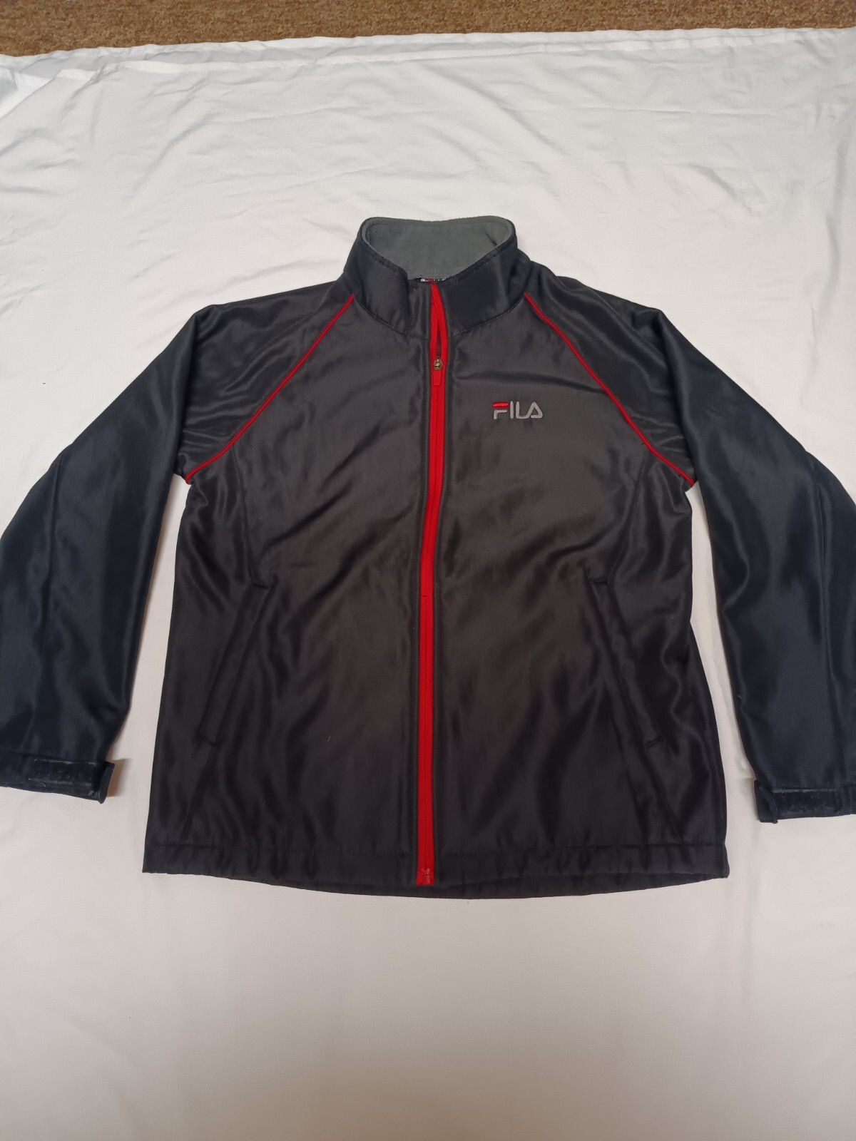 Giacca FILA vintage media uomo nera giacca a vento full zip polsini regolabili