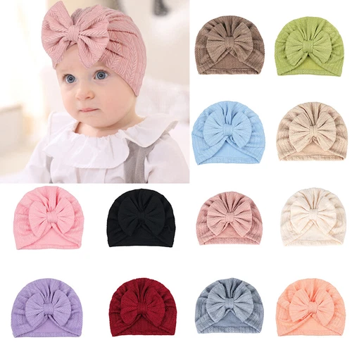 Bonnet Rayé Bleu Et Blanc Pour Nouveau-né - Avec Nœud Ou Embellissement, Tricot