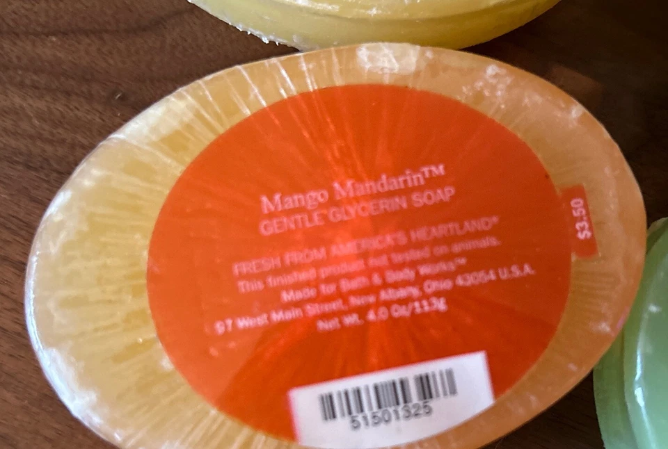 Vtg 4 Bath Body Works Gentle Glycerin Soap Bar Cucumber Melon Verbena Mandarin - Image 4 of 4