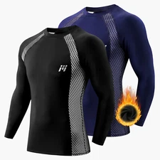 MEETYOO 2 Pack Men's Thermal Long Sleeve Top Underwear Baselayer Shirts Skiing