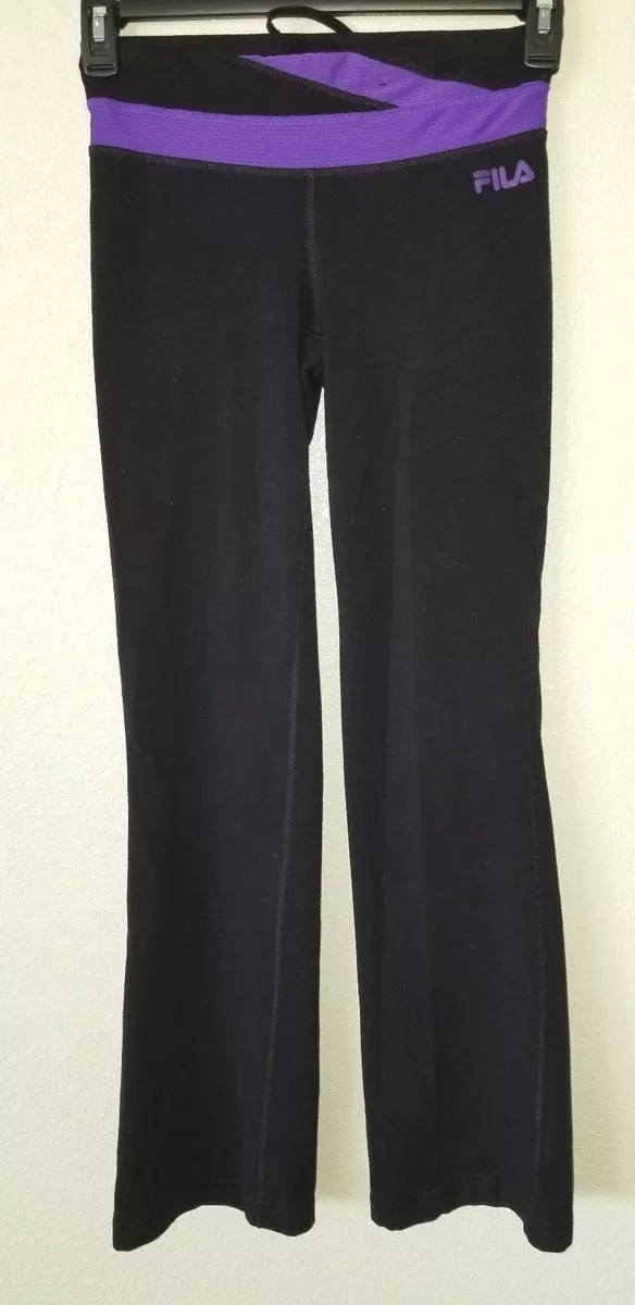 Nice Black Purple Fila Sport Size XS Pull On Pants Flare Leg