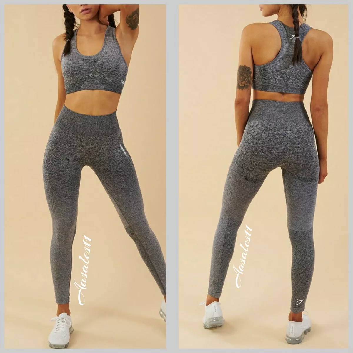 Gymshark Ombre Seamless BLACK/LIGHT GREY High Waisted Leggings SZS~LAST  ONE~