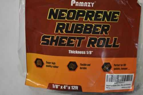 Pamazy Neoprene Rubber Sheet Roll 1/8" x 4" x 12' Durable Flexible For Gaskets - Afbeelding 2 van 5
