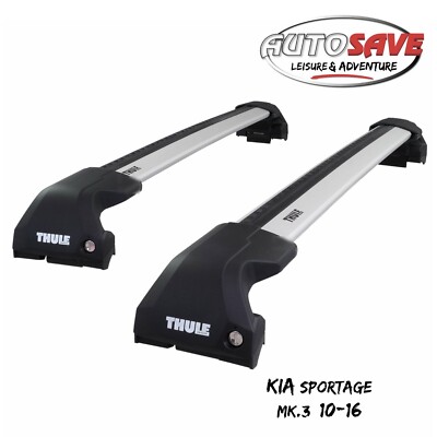 Thule WingBar Edge Silver Aluminium Roof Bars for Kia Sportage Mk.3 10-16 Rails