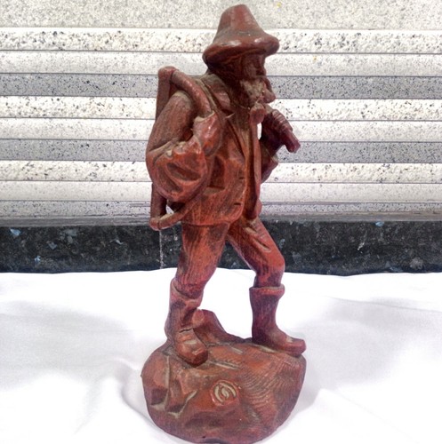 Wood Statue Chinese Carved Antique Vintage Hand Sculpture farmer wood Carving - Picture 3 of 9