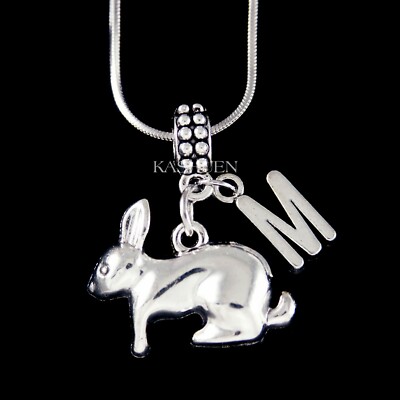Initial Letter Easter Bunny Pet Loss of Rabbit Memorial Remembrance Necklace New
