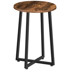 Side Table, Round End Accent Table with Sturdy Metal Pedestal, 15.7" Round Ni...