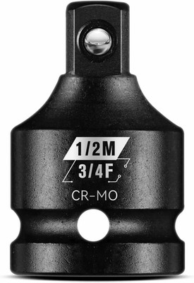 3/4 F to 1/2 M Impact Socket Adapter, Cr-Mo Steel Exceeds ANSI Standards, Square