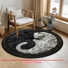 1pc Non-Slip Resistant Round Mat, Machine Washable Polyester Mat for Entryway, L