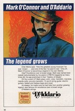 1987 D'Addario Farmingdale NY Mark O'Connor The Legend Grows Violin Strings Ad