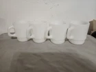 Vtg Anchor Hocking Fire King White Milk Glass Stackable Mugs Set Of 4