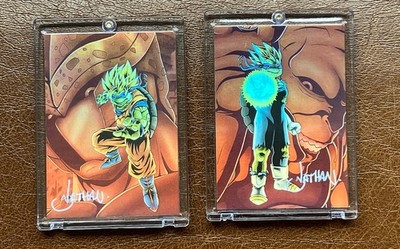 2x Foil DBZ x TMNT Mashup Art Cards Signed by Nathan Made It - Rare! Hard Case