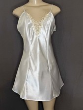 Vintage FREDERICK'S OF HOLLYWOOD White Satin Chemise Slip Dress