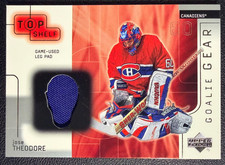 JOSE THEODORE 2001-02 UD Top Shelf Goalie Gear Game-Worn Leg Pads Patch